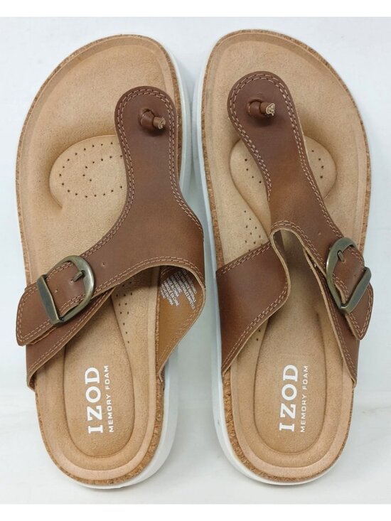 Izod Other - Izod Mens 7M Brown Memory Foam Sandals Adj Buckles Size 7M Casual Chanry #7-7
